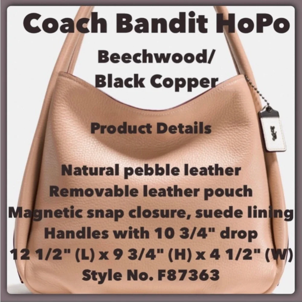 Coach 1941 Legacy Glovetanned Leather Bandit Beechwood HoBo Shoulder bag π₯°β₯οΈ π - Picture 8 of 9